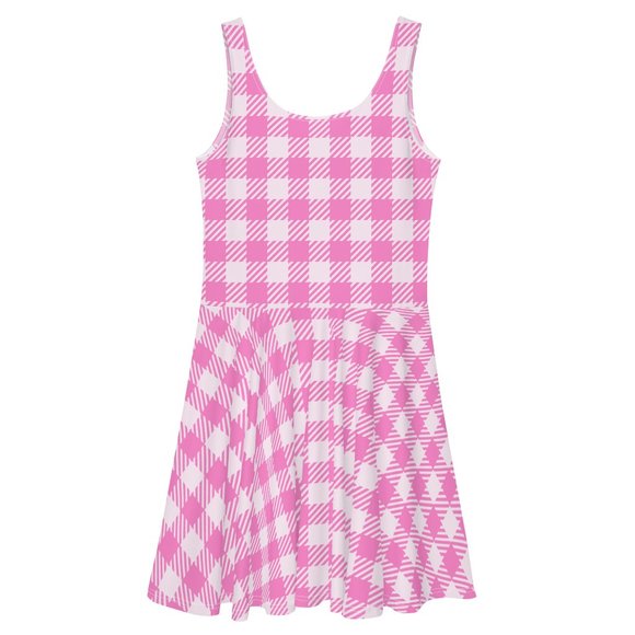 Charming Pink Gingham Skater Dress | Retro Pinup Style Fit & Flare Mini - Picture 9 of 9